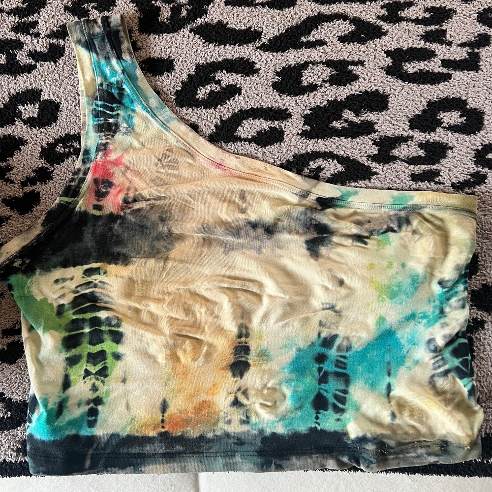 Cotton Citizen one shoulder tie dye crop top